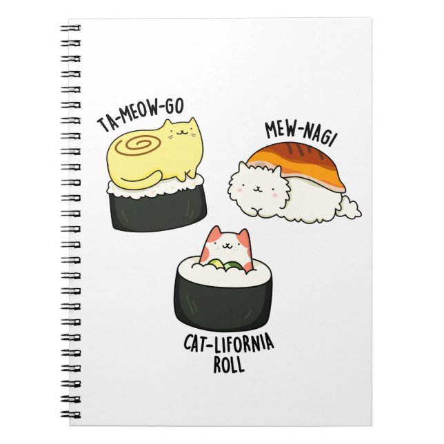 Cuaderno Gatos Sushi Chiste Divertido de Sushi  (Frente)