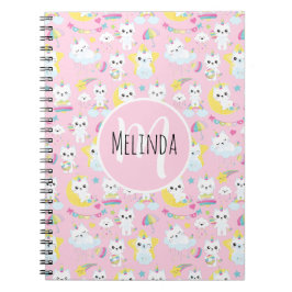 Cuaderno Gatos Unicornio Lindos Patrón Rosa Claro