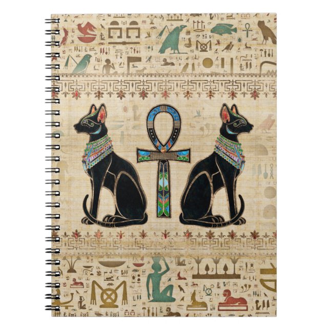 Cuaderno Gatos y cruz de toba egipcios (Frente)