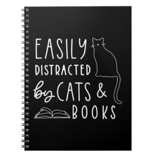 Cuaderno Gatos Y Libros Distraídos Fácilmente Regalo Gracio