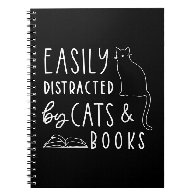 Cuaderno Gatos Y Libros Distraídos Fácilmente Regalo Gracio (Frente)