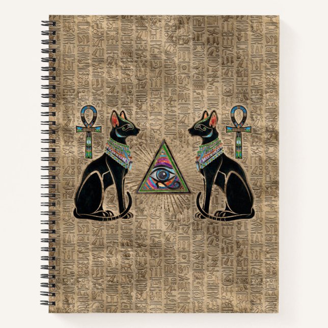 Cuaderno Gatos y ojos egipcios de Horus (Anverso)