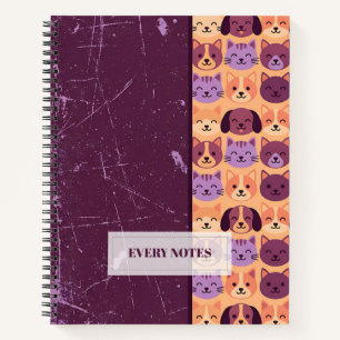 Cuaderno Gatos y perros patrón repetido - diseño dividido