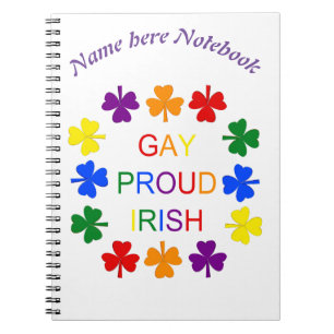 Cuaderno Gay Orgulloso Irlandés LGBT Rainbow Shamrock Perso