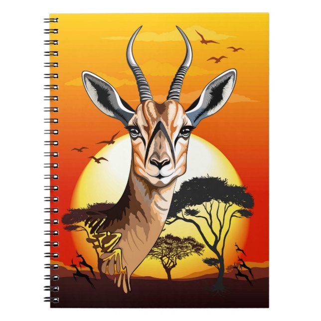 Cuaderno Gazelle Animal salvaje Antelope africano (Frente)