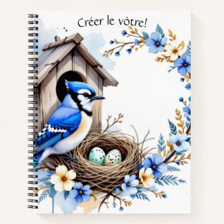 Cuaderno Geai bleu sur nichoir – Illustration florale paste