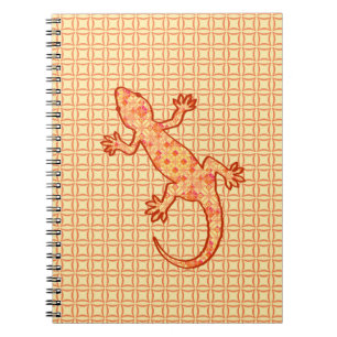 Cuaderno Gecko de batik tribal - naranja de coral y luz