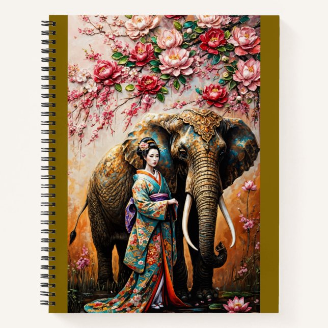 Cuaderno geisha and elephant oil painting textured  (Anverso)