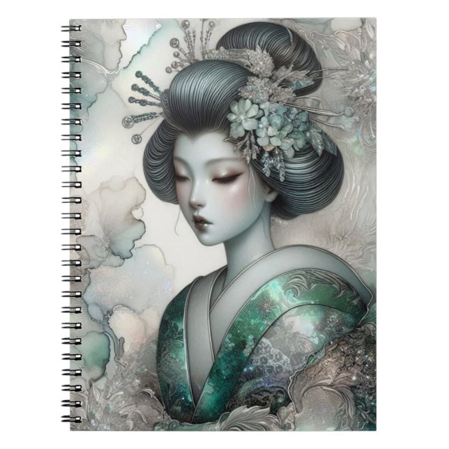 Cuaderno Geisha en Verde Serie de Diseño #2 (Frente)