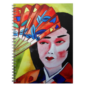 Cuaderno Geisha japonesa con arte acuático original