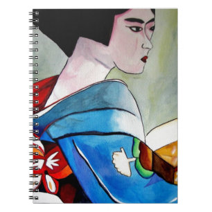 Cuaderno Geisha japonesa con arte original de Blue Kimono