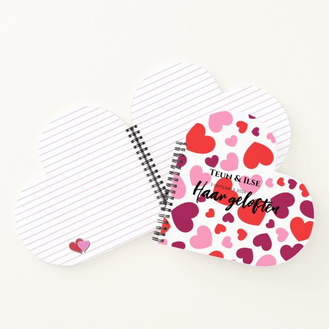 Cuaderno Gelofte boekje bruiloft rood en roze harten (Interior)