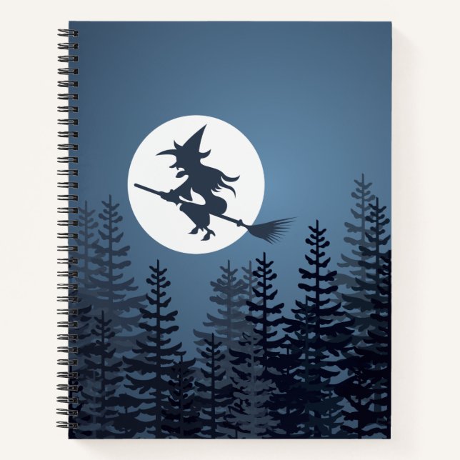 Cuaderno Gelukkig halloween feest. heks, volle maan. (Anverso)