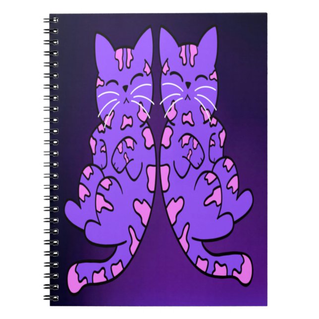 Cuaderno Gemelos morados de gatito (Frente)
