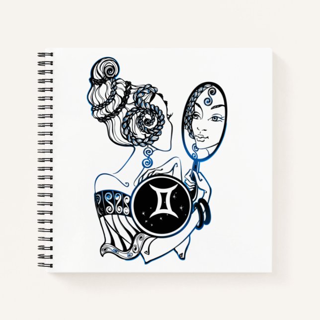 Cuaderno Gemini Gemini Zodiac Art Deco Lady (Anverso)