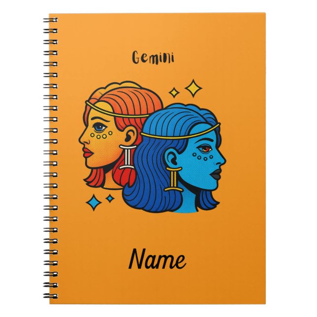 Cuaderno Gemini Signo Zodiacal Pop Art - Gemelos Celestiale (Frente)