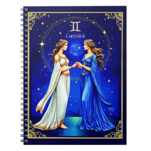 Cuaderno Gemini Twins bajo un cielo estrellado
