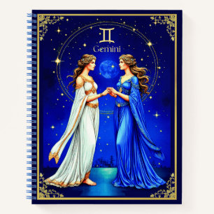 Cuaderno Gemini Twins bajo un Starry Sky Journal