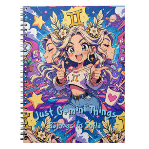 Cuaderno Gemini Zodiac Anime Girl Aesthetic Journal