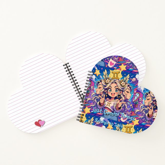 Cuaderno Gemini Zodiac Anime Girl Heart Notebook (Interior)
