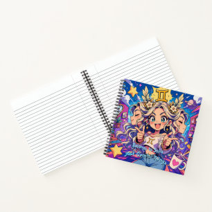 Cuaderno Gemini Zodiac Anime Girl Square Notebook