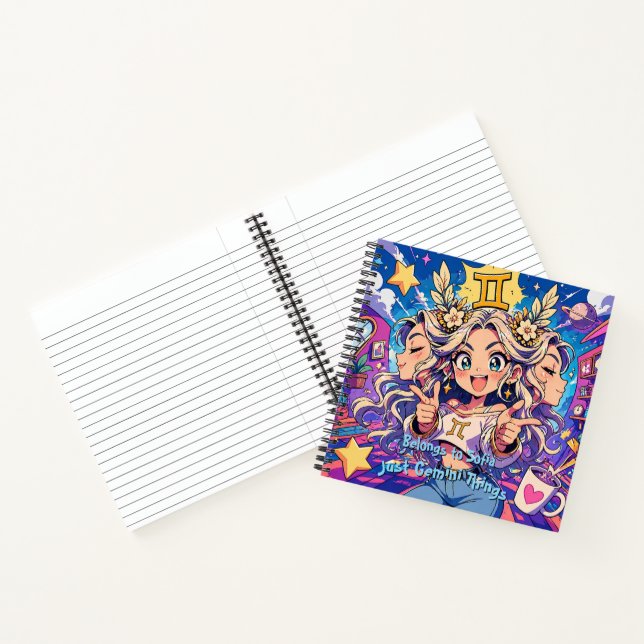 Cuaderno Gemini Zodiac Anime Girl Square Notebook (Interior)