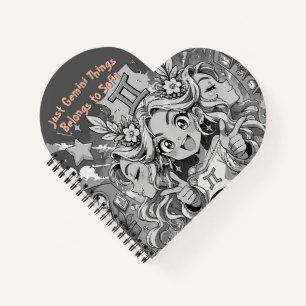 Cuaderno Gemini Zodiac Heart Anime Kawaii Aesthetic