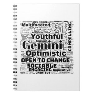 Cuaderno Gemini Zodiac Word Cloud Spiral Notebook