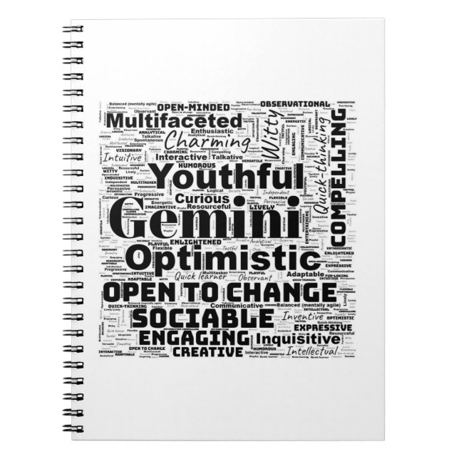 Cuaderno Gemini Zodiac Word Cloud Spiral Notebook (Frente)