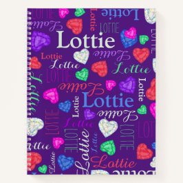 Cuaderno Gemstones corazones nombre personalizado lotería c