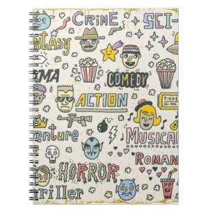 Cuaderno Géneros de películas: TV muestra conjunto de doodl