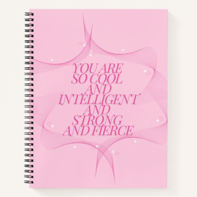 Cuaderno Genial, Inteligente, Fuerte, Feroz, Jefa, Rosa (Anverso)