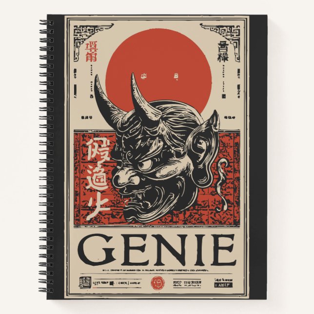 Cuaderno Genio mítico con cuernos y sol de cardenales (Anverso)