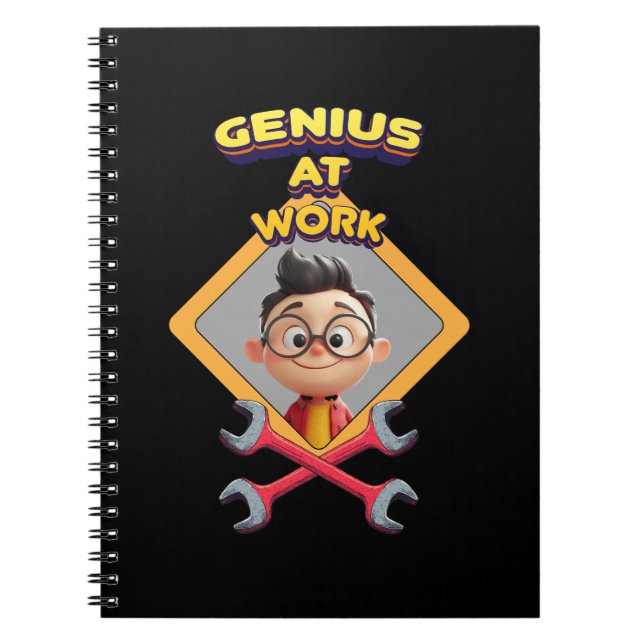Cuaderno genius work gracioso geek reparación de animación  (Frente)