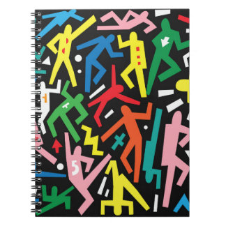 Cuaderno Gente bailando, patrón de doodle set.