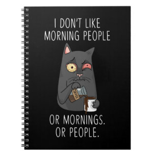 Cuaderno Gente de la mañana Moody Kitty Cansado Gato Gracio