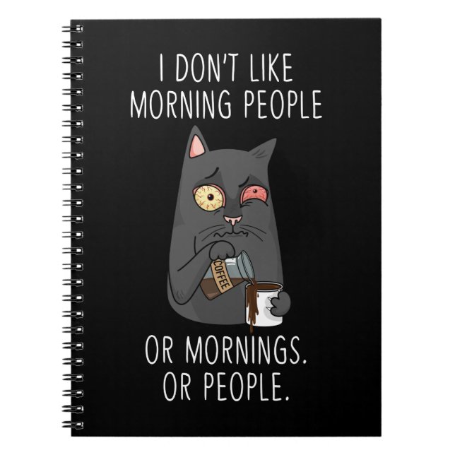 Cuaderno Gente de la mañana Moody Kitty Cansado Gato Gracio (Frente)