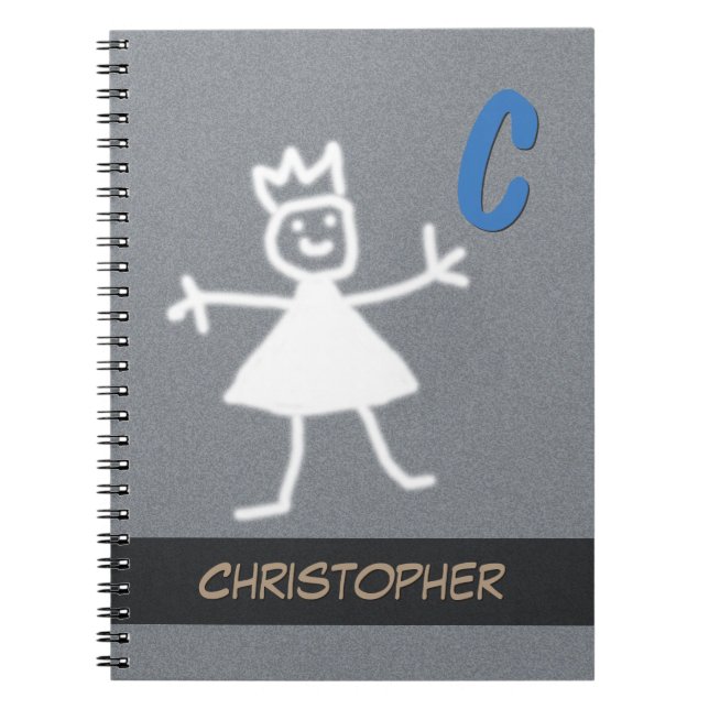 Cuaderno Gente de palos felices sonriendo Waving Boy cualqu (Frente)