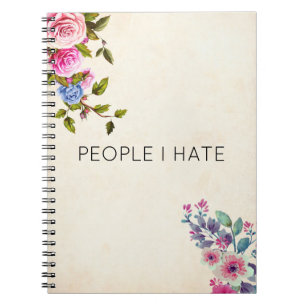 Cuaderno Gente divertida que odio el bloc de notas floral