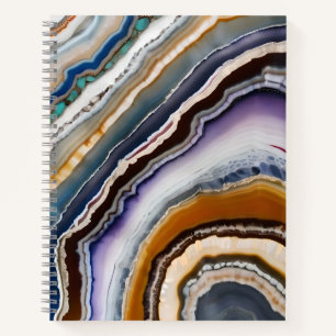 Cuaderno Geoda de ágata terracota naranja blanca negra azul