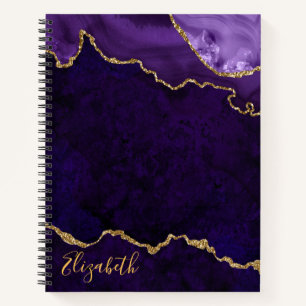 Cuaderno Geode de la ácara de mármol de color morado de col