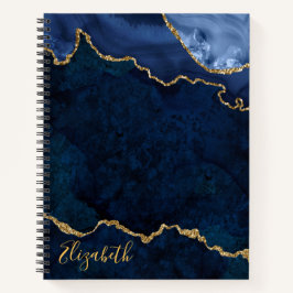 Cuaderno Geodo de árido de mármol azul de color de agua