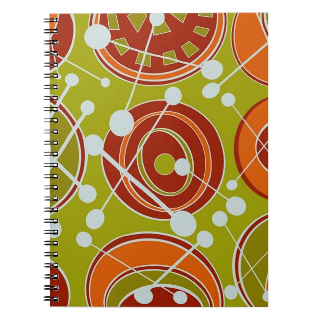 Cuaderno Geoformas en verde, naranja, rojo y blanco (Frente)