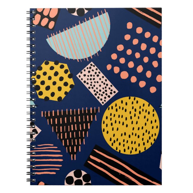 Cuaderno Geometría divertida: Resumen del patrón multicolor (Frente)