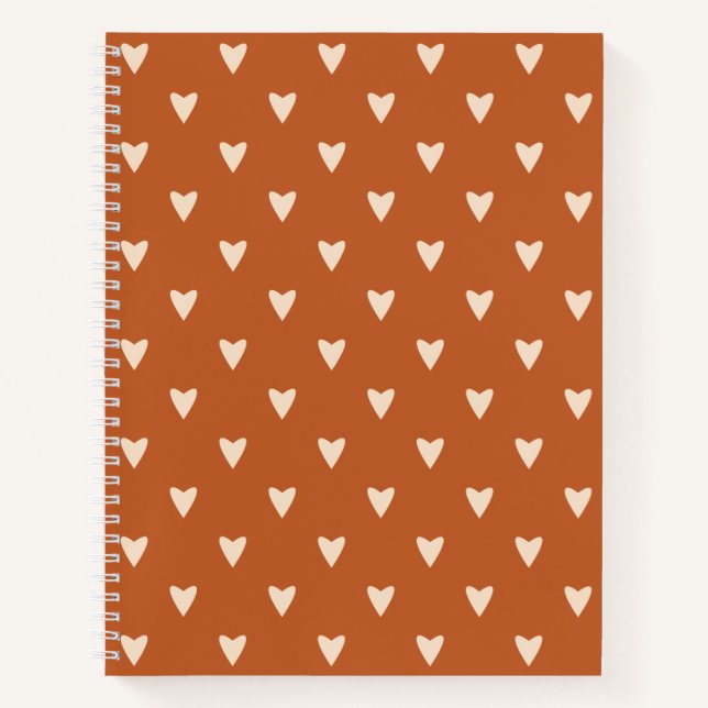 Cuaderno Geometría en amor - crema en ocre rojo - patrón. (Anverso)