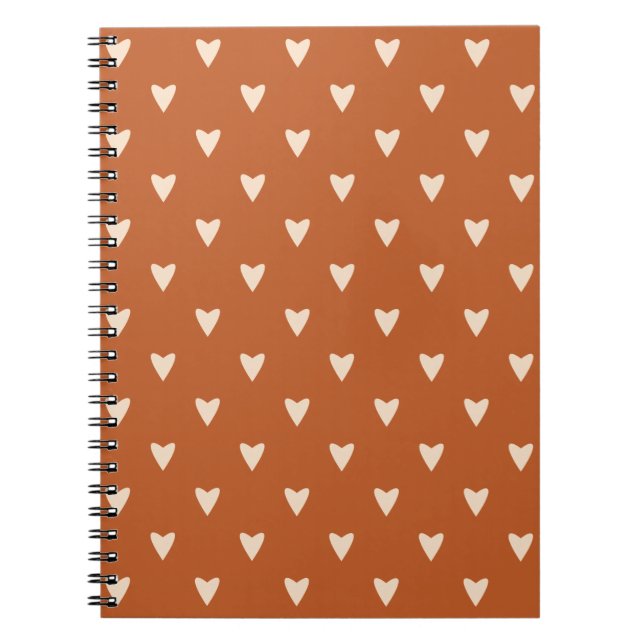 Cuaderno Geometría en amor - crema en ocre rojo - patrón. (Frente)