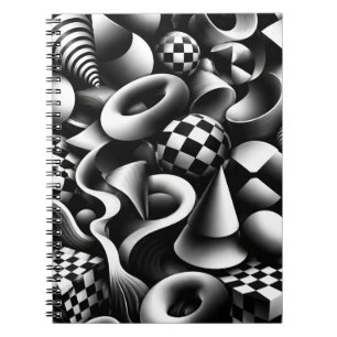 Cuaderno Geometría monocroma hipnótica – Ilusión óptica 3D