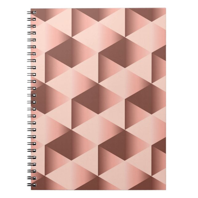 Cuaderno Geometría rosada: motivo abstracto pálido. (Frente)