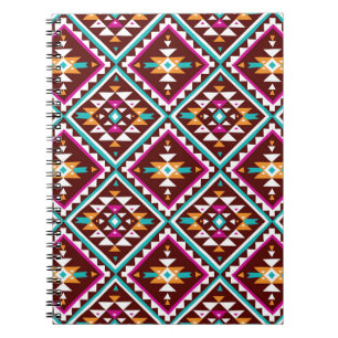 Cuaderno Geometría Tribal Colorida: Belleza Étnica Vintage.
