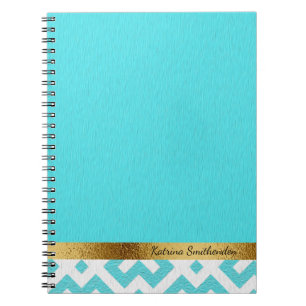 Cuaderno Geometría y oro azul y blanco personalizados
